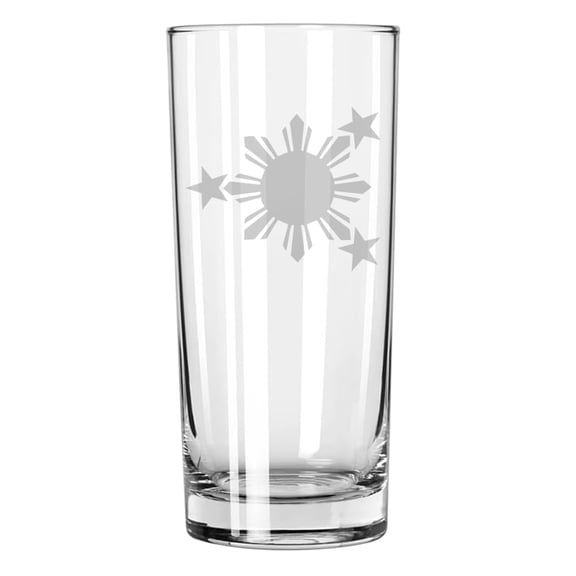 15 oz Tall Beverage Drinking Glass Highball Tumbler Gift Philippines Stars and Sun