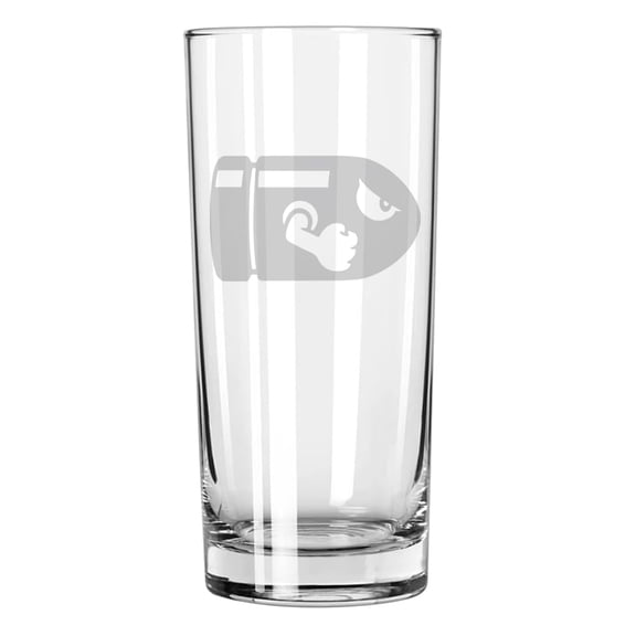 15 oz Tall Beverage Drinking Glass Highball Tumbler Gift Video Game Bullet