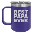 thumbnail image 1 of 15 oz Tumbler Coffee Mug Travel Cup With Handle & Lid Vacuum Insulated Stainless Steel Best Papa Ever (Purple), 1 of 1