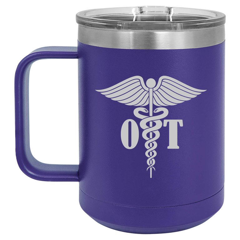 15 oz Tumbler Coffee Mug Travel Cup With Handle & Lid Vacuum Insulated  Stainless Steel OT Occupational Therapist (Purple) - Walmart.com