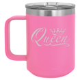 thumbnail image 1 of 15 oz Tumbler Coffee Mug Travel Cup With Handle & Lid Vacuum Insulated Stainless Steel Queen Fancy (Hot Pink), 1 of 1