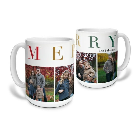 15 oz White Ceramic Custom Collage Mug Personalized Photo or Text