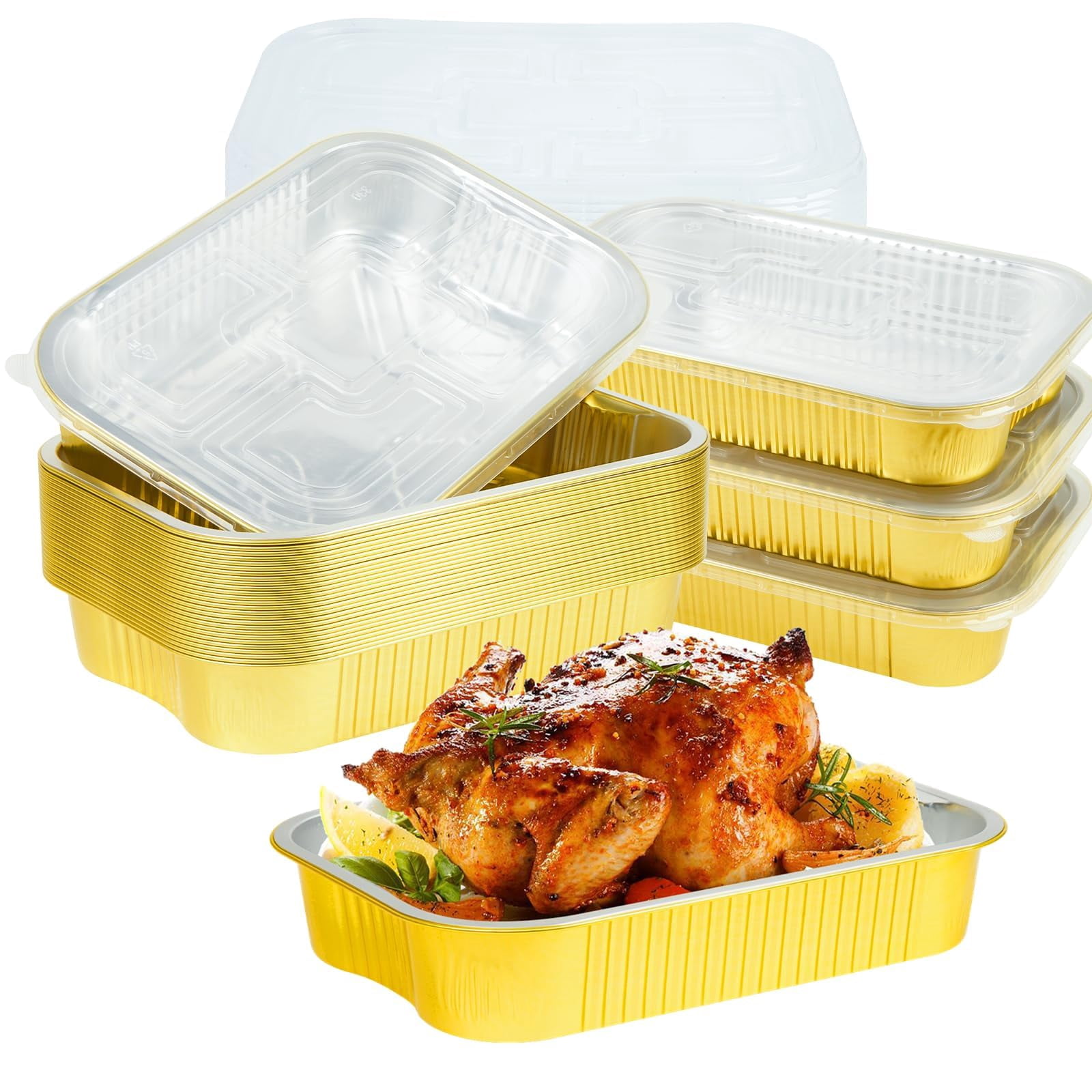 9 Pan 15-pack 9x13 Aluminum Pans With Lids | Heavy Duty Half Size Baking Pan ...