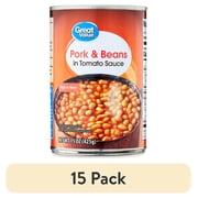 (15 pack) Great Value Pork & Beans in Tomato Sauce, 15 oz