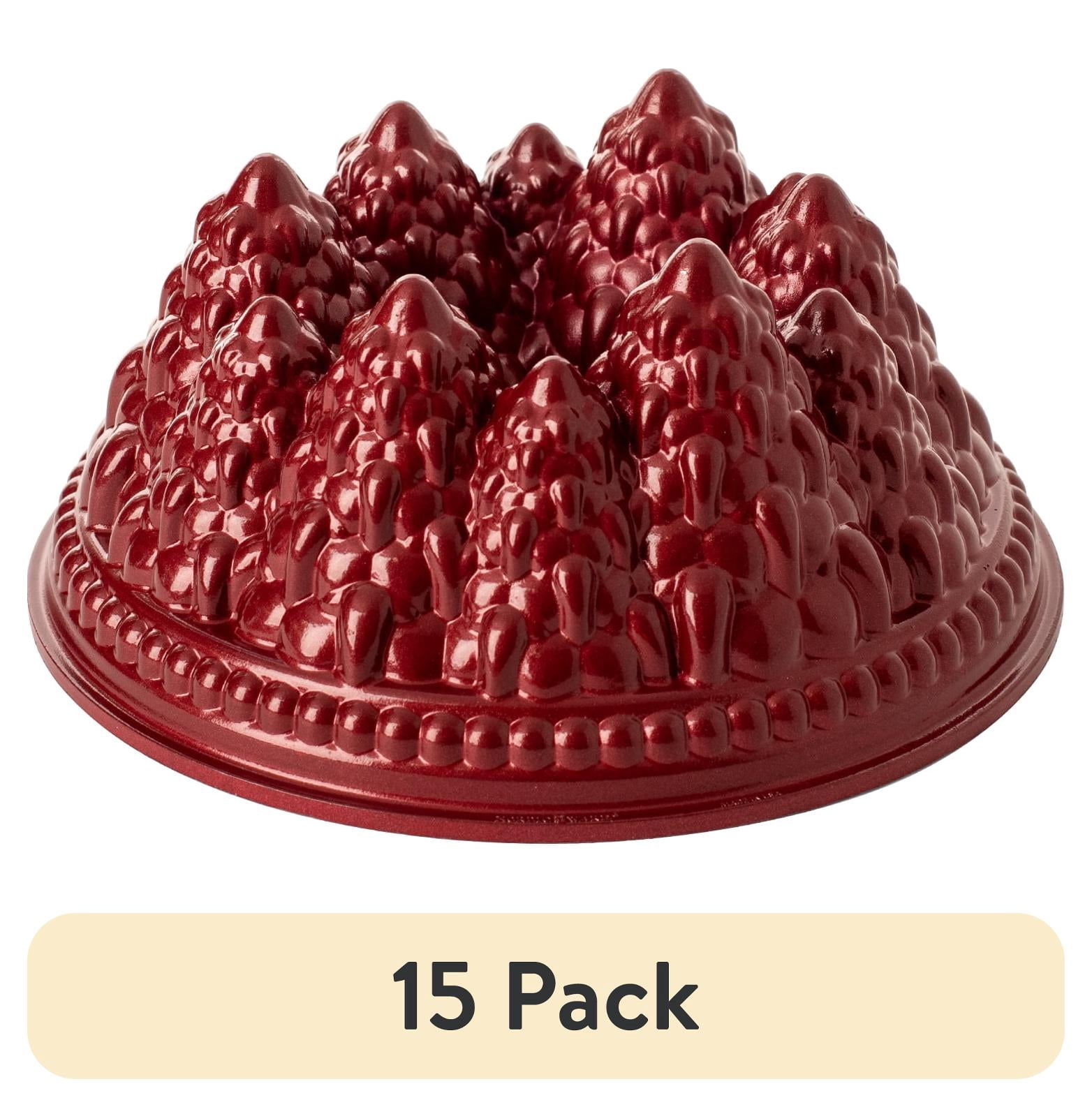 (15 pack) Nordic Ware Pine Forest Bundt Pan, Nonstick Cast Aluminum, Red