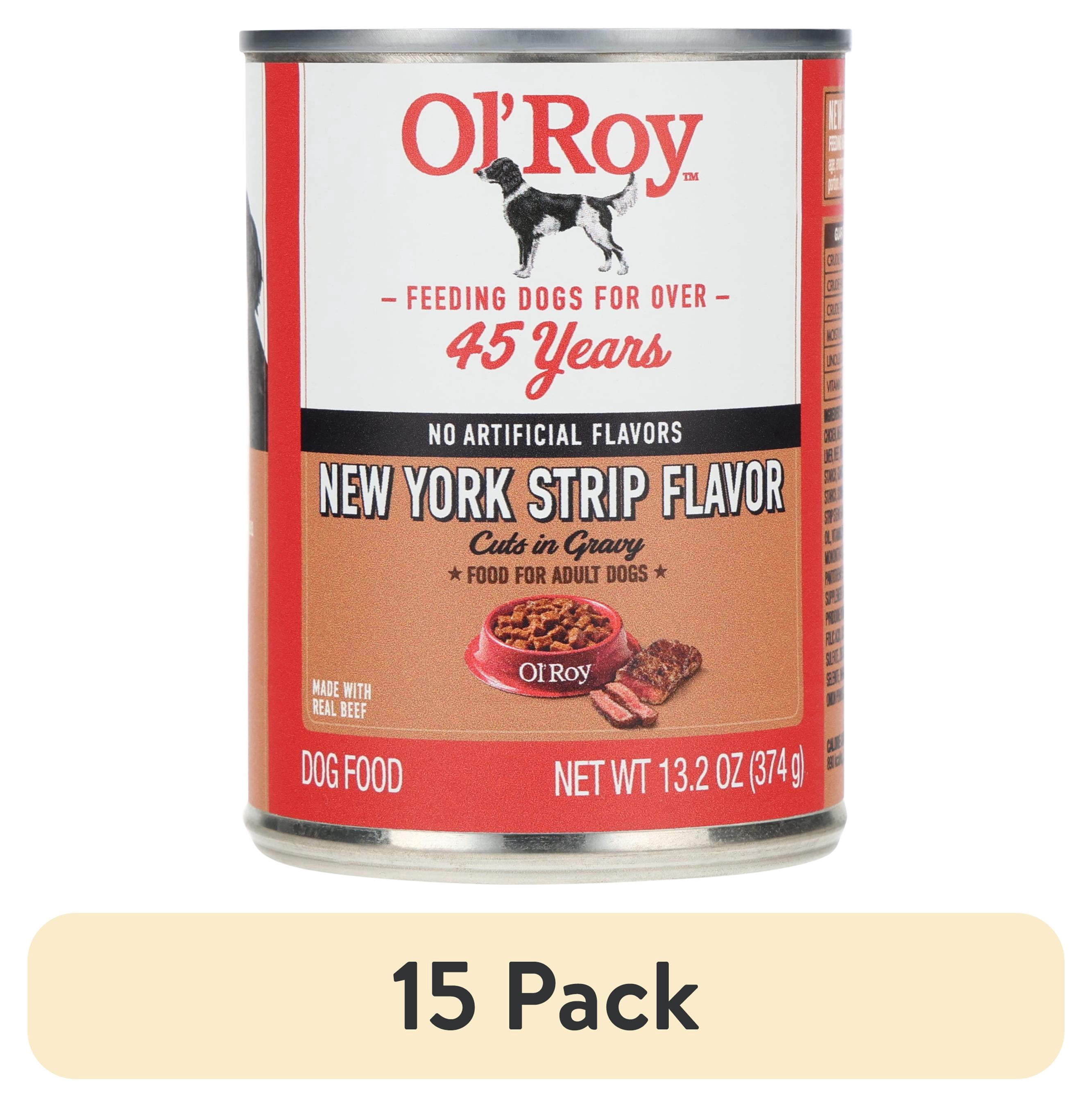 (15 pack) Ol' Roy New York Strip Flavor Cuts in Gravy Wet Dog Food, 13.2 oz Can