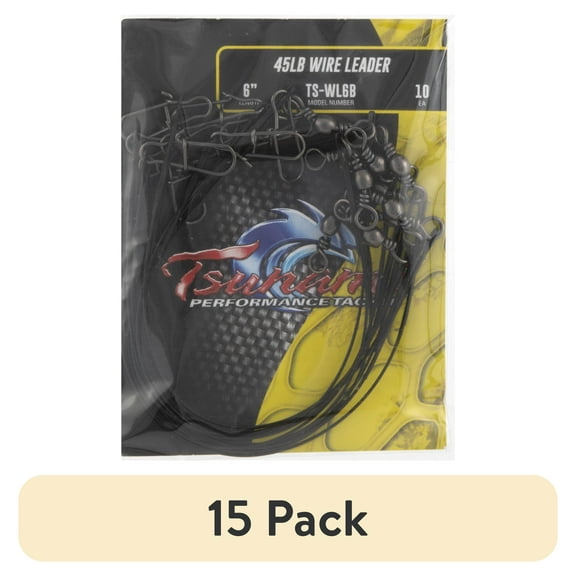 (15 pack) Tsunami Wire Leader Fishing Line 6 in. 45 lb Test – 10 Pack