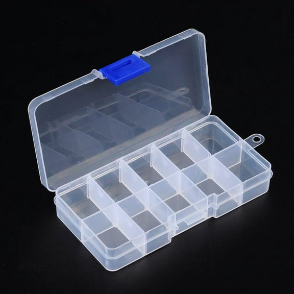 15 pc 10 Compartment Organiser Storage Plastic Box Adjustable Dividers Box for Loom Bands Craft or Nail Art Beads 7x13x2.3cm
