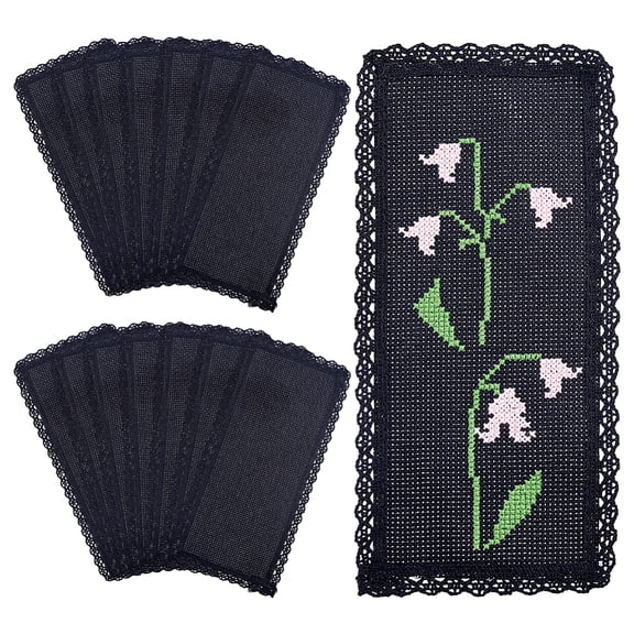 15 pc Cotton Bookmarks for Stitch Making Rectangle Black 203x93x0.5mm