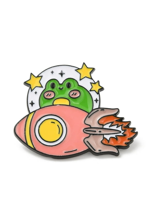 15 pc Frog Spaceman Enamel Pins Electrophoresis Black Alloy Badge for Backpack Clothes Rocket 24x30x1mm