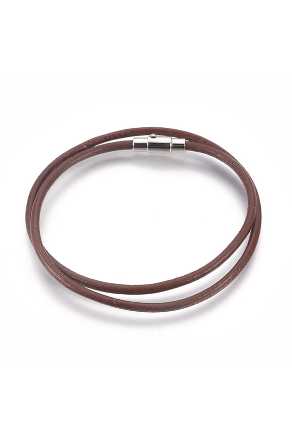 15 pc Leather Cord Wrap Bracelets/Necklace Two Loops with 304 Stainless Steel Magnetic Screw Clasps Mixed color 16.7 inch(42.5cm) 3mm