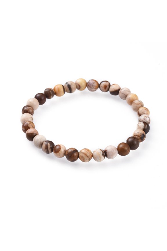 15 pc Natural Zebra Jasper Stretch Bracelets 2 inch(5.2cm)