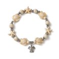 thumbnail image 1 of 15 pc Starfish & Turtle Dyed Turquoise Beaded Stretch Bracelets Summer Alloy Charm Bracelets for Women Antique White Inner Diameter: 2-3/8 inch(6.1cm), 1 of 4