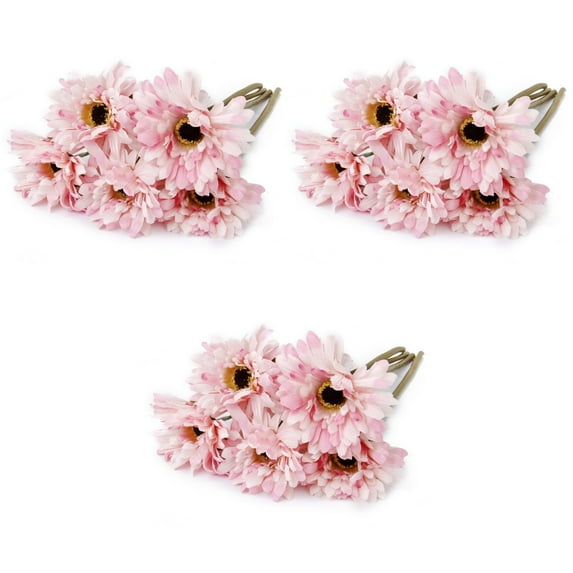 15 pcs Artificial Gerbera Daisy Flower for Wedding Home Decoration (Pink)