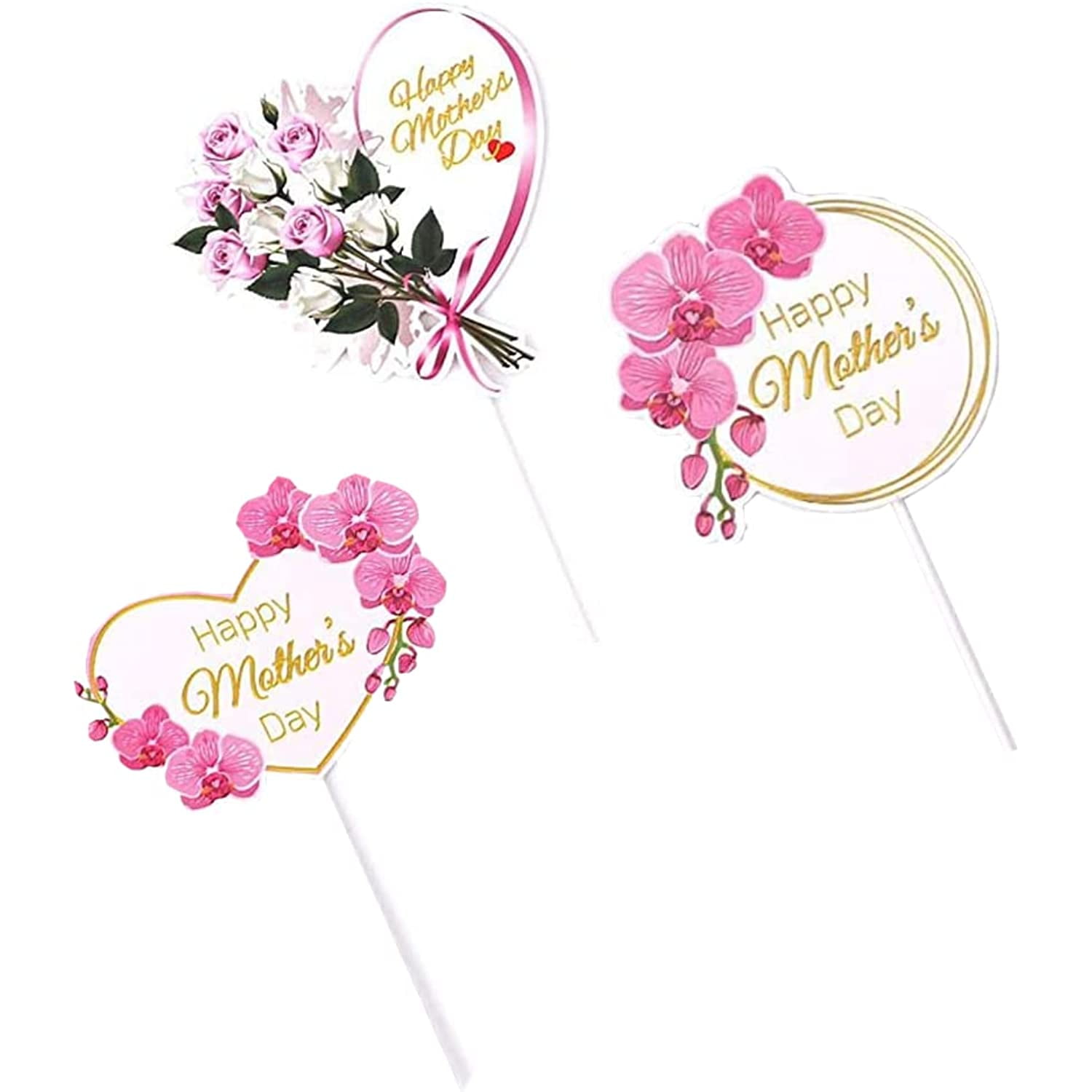 15 pcs Happy Mother's Day Cake Topper Mom Letter Cake topper Pink Cake ...