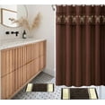 thumbnail image 1 of 15-piece Hotel Bathroom Sets - 2 Non-Slip Bath Mats Rugs Polyester 72x72 Shower Curtain 12-Hooks Butterfly Brown, 1 of 3