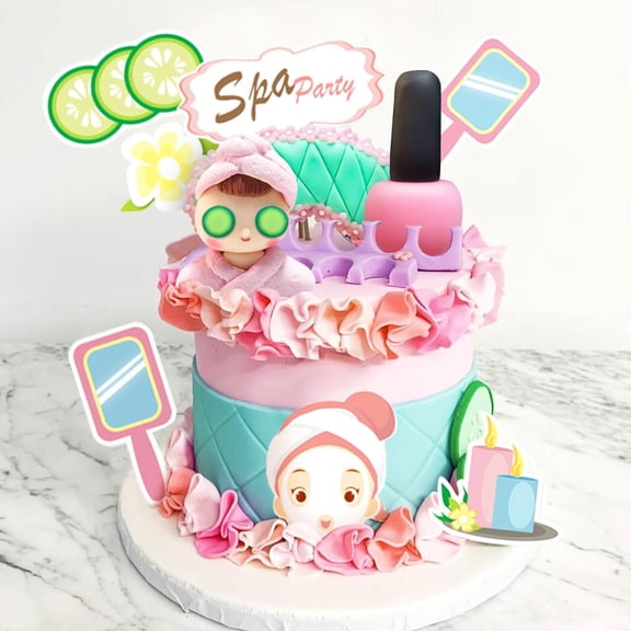 15-Piece SPA-Themed Cake Decoration Set - 3D and Flat Add-Ons, Soft Macaron Colors, Suitable for Girlfriend Gatherings and Birthday Cake Decoration