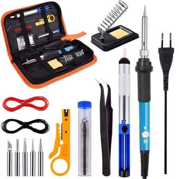 15-piece soldering iron set, 60W adjustable temperature digital repair and soldering tools, small tool set for precision soldering of electronic circuit boards.