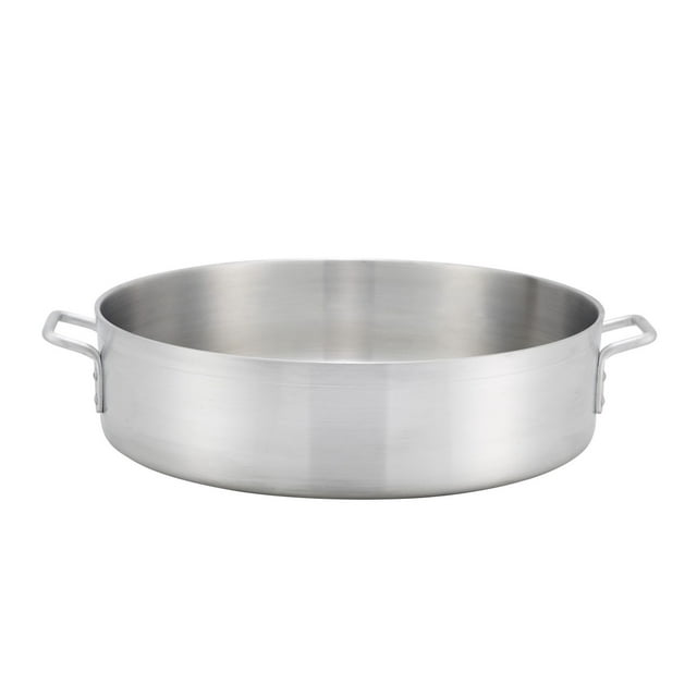 Winco ALBH-15, 15-Quart 6-Inch High Extra-Heavy Precision Aluminum Brazier Pan with 13.8-Inch Diameter