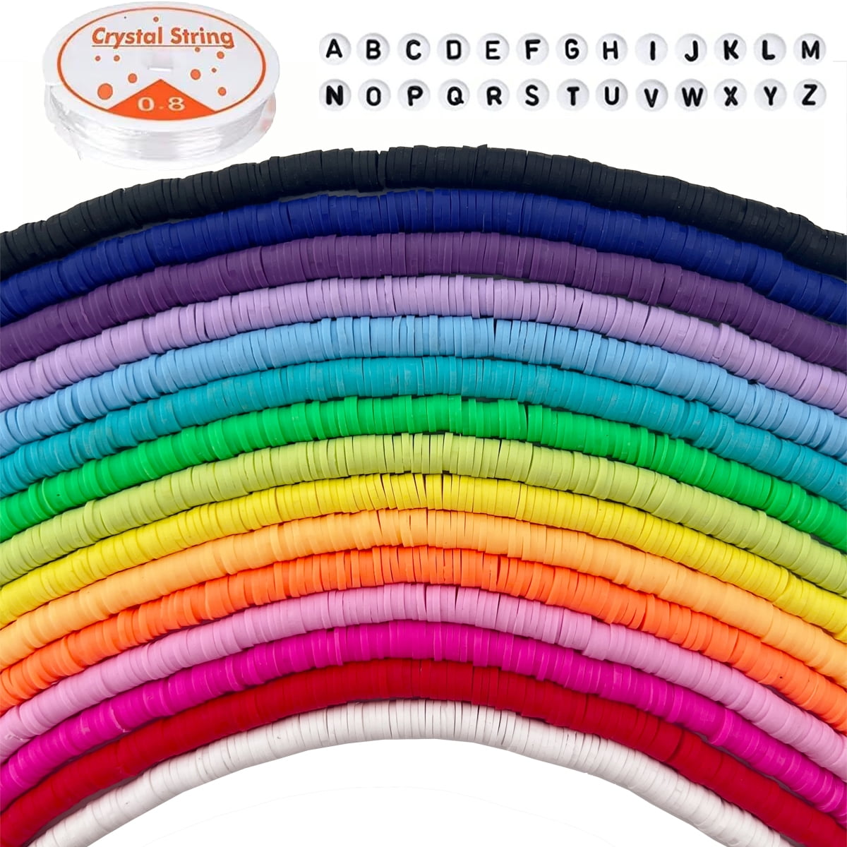 15 strands About 4800pcs Clay Beads with Elastic String Letter Beads for DIY Bracelet for Friend