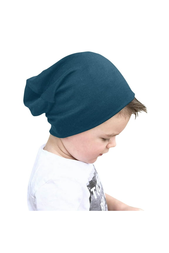 $15 & under Aueoeo Winter Fall Kids Slouchy Beanie Winter Hat Cute Boys Girls Children Knitted Cotton Skull Cap Blue