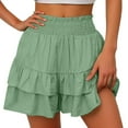 thumbnail image 1 of $15 & under Olyvenn Women Summer Ruffle Shorts Skirt High Waist A-Line Solid Loose Fit Mini Skorts Mint Green 10, 1 of 5