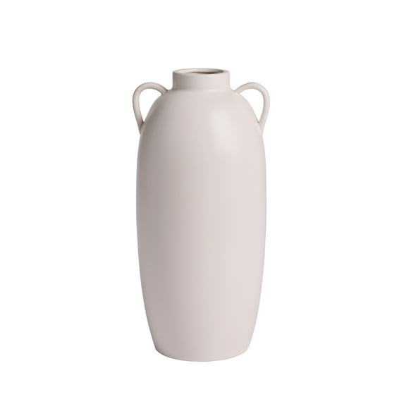 Better Homes & Gardens Indoor Cream Vase with Handles, 15 inch tall