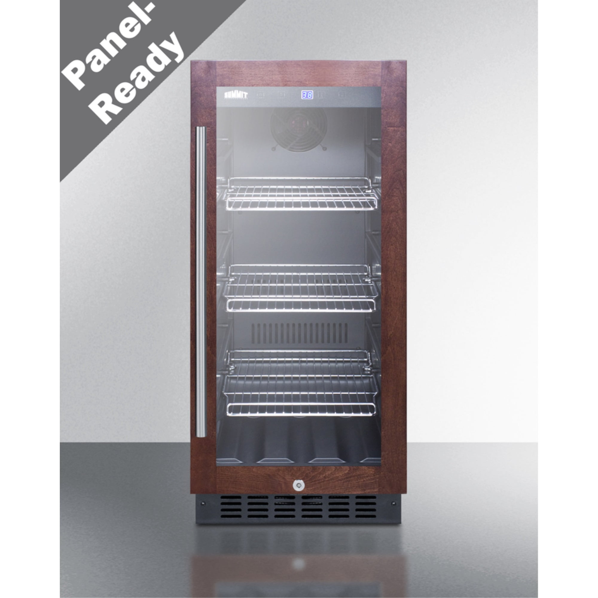 15" wide built-in undercounter glass door beverage cooler with panel-ready door trim