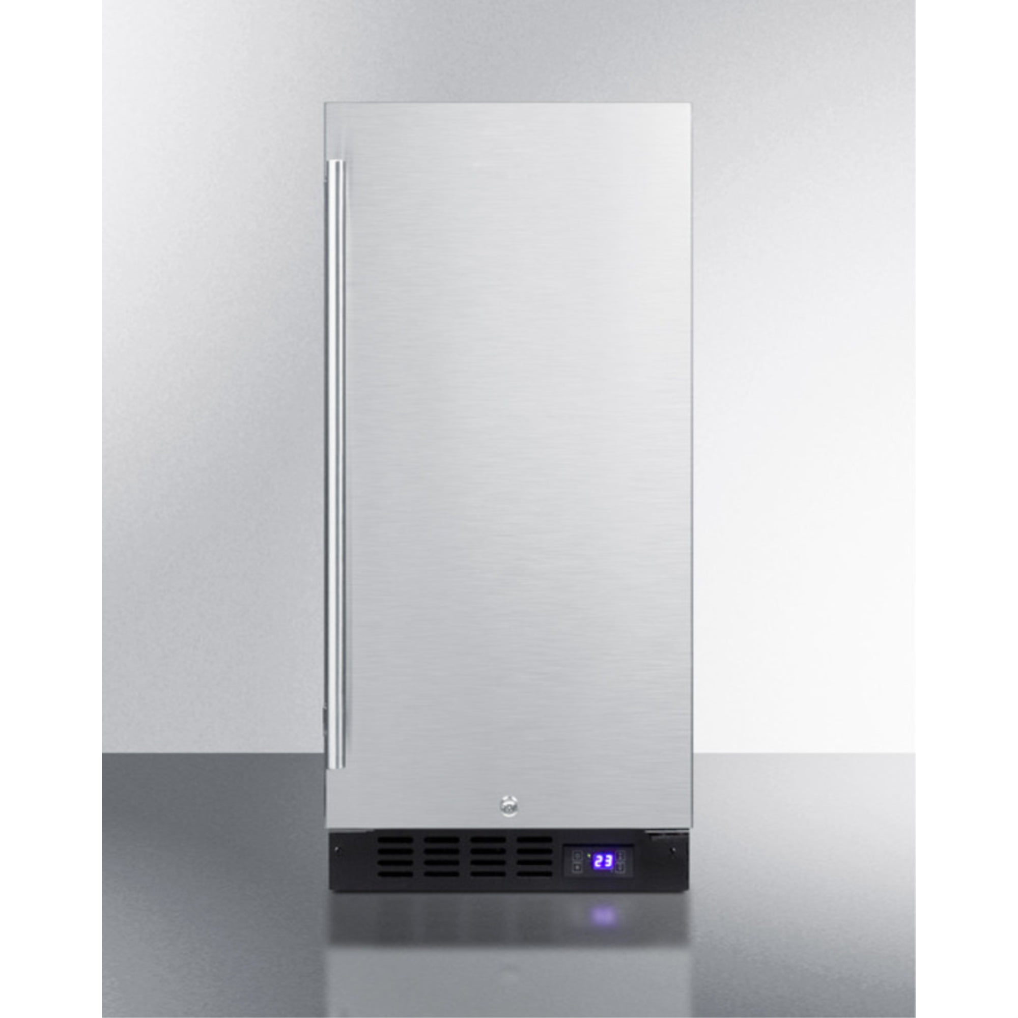 15" wide frost-free freezer for built-in or freestanding use, with reversible stainless steel door and lock