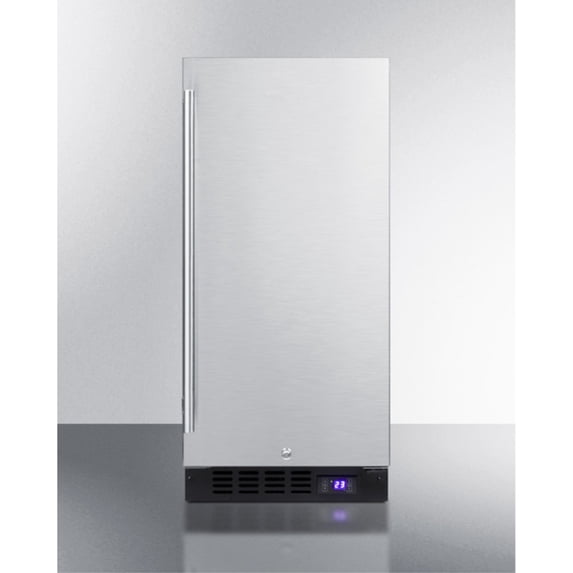 15" wide frost-free freezer for built-in or freestanding use, with reversible stainless steel door and lock