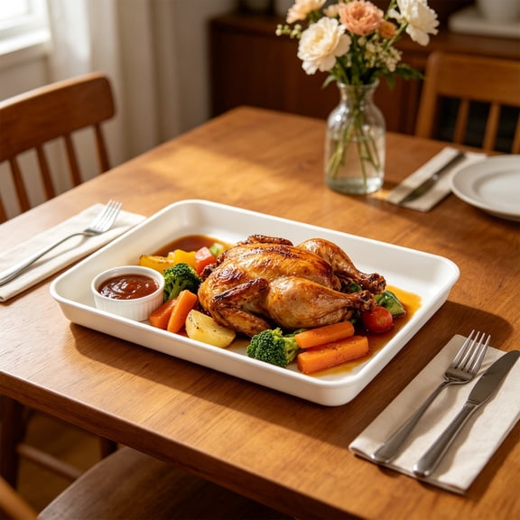 15 x 10.4 Inch Food-Grade Plastic Serving Tray - Reusable for Party, Picnic, BBQ, Home Kitchen Use