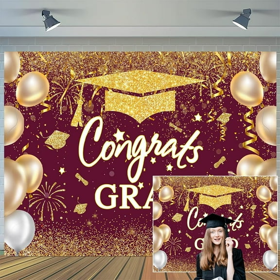 15 x 10 ft Graduation Party Decorations,Congrats Grad Class of 2025 Backdrop Banner Large Sign Wall Decorations,Photography Background Party Supplies for 2025 Graduation Party Decorations
