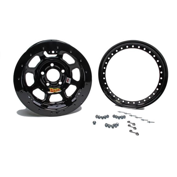 15 x 10 in. 4 in. Back Space 5.00 in. Bolt Pattern Black Beadlock Wheel