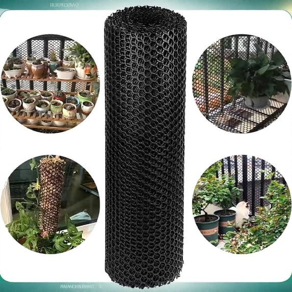 15 x 118" Plastic Mesh Fencing Roll, Durable Garden Netting for Plant Support & Floral Arrangements, Multi-Purpose Safety Net for Pet Barrier & Poultry Breeding, Includes Cable Ties (Black)