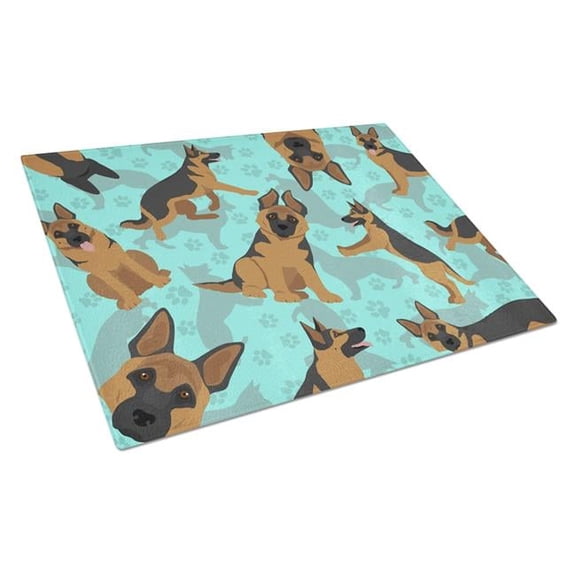 15 x 12 in. Blue German Shepherd Glass Cutting Board - Large