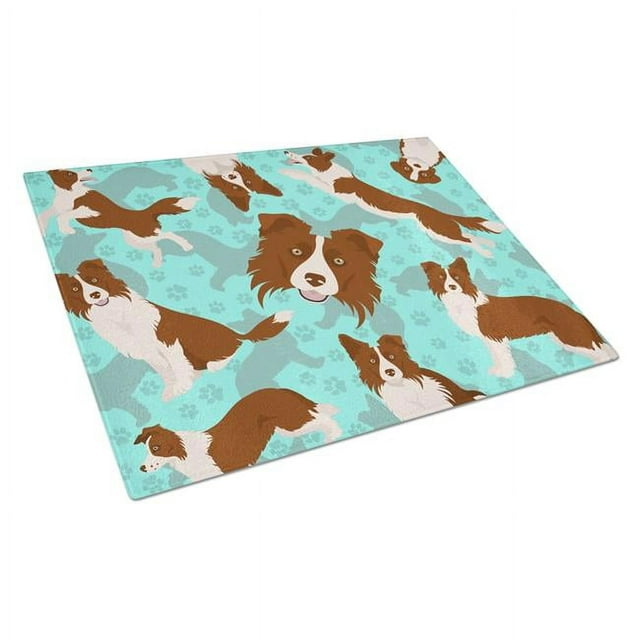 15 x 12 in. Blue, Red Border Collie Glass Cutting Board - Large ...