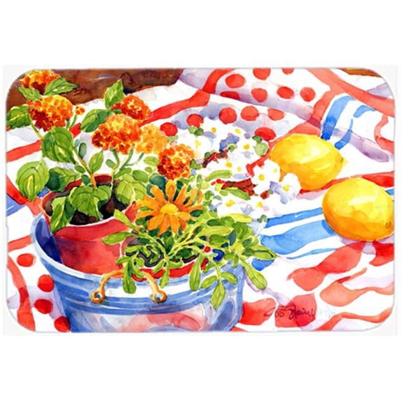 15 x 12 in. Flowers with a side of lemons Glass Cutting Board, Large