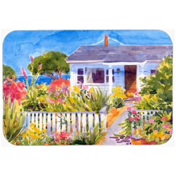 15 x 12 in. Seaside Beach Cottage Glass Cutting Board, Large