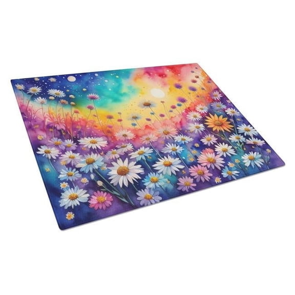 15 x 12 in. Unisex Asters in Color Glass Cutting Board - Large
