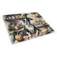 thumbnail image 1 of 15 x 12 in. Unisex Boston Terrier Fall Kitchen Pumpkins Glass Cutting Board - Large, 1 of 1