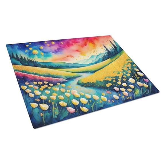 15 x 12 in. Unisex Buttercups in Color Glass Cutting Board - Large