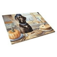 thumbnail image 1 of 15 x 12 in. Unisex Chocolate Lab Fall Kitchen Pumpkins Glass Cutting Board - Large, 1 of 1