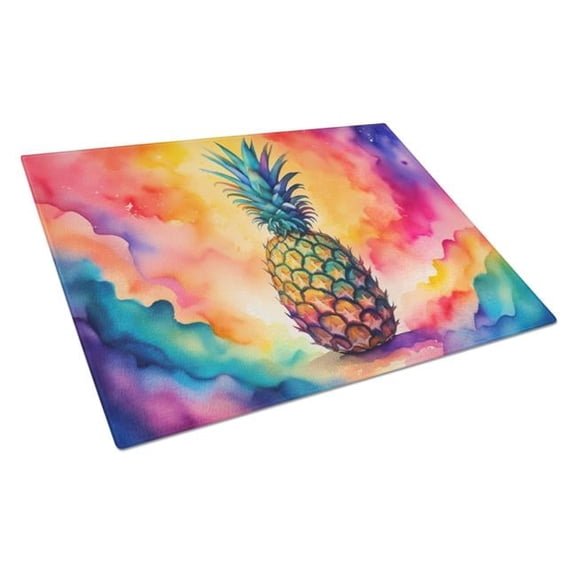 15 x 12 in. Unisex Colorful Pineapple Glass Cutting Board - Large