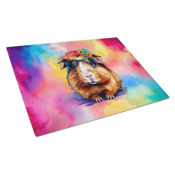 15 x 12 in. Unisex Hippie Animal Guinea Pig Glass Cutting Board