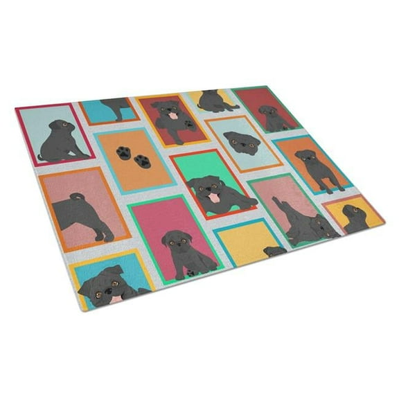 15 x 12 in. Unisex Lots of Black Pug Glass Cutting Board - Large