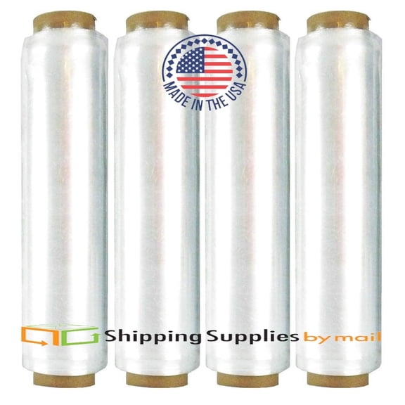 MMBM Pre-Stretch Hand Shrink Wrap 15" x 1476' 8 Rolls 26 Gauge Clear Plastic Shrink Film for Shipping Packing Moving