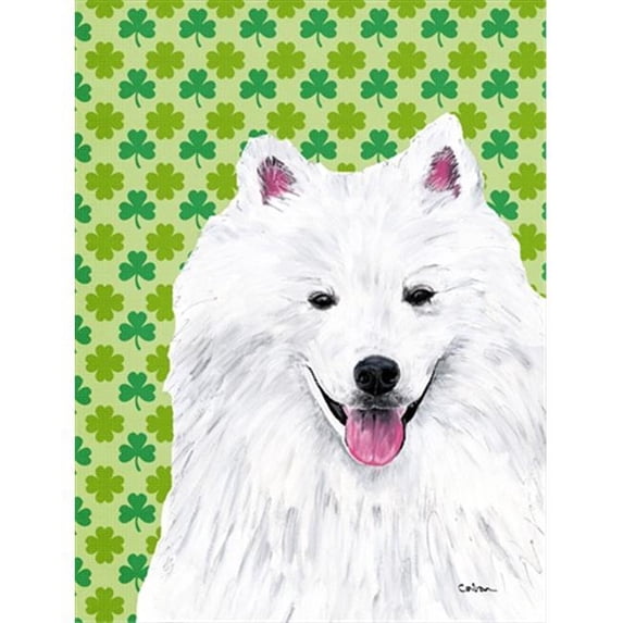 15 x 15 In. American Eskimo St. Patricks Day Shamrock Portrait Flag, Garden Size