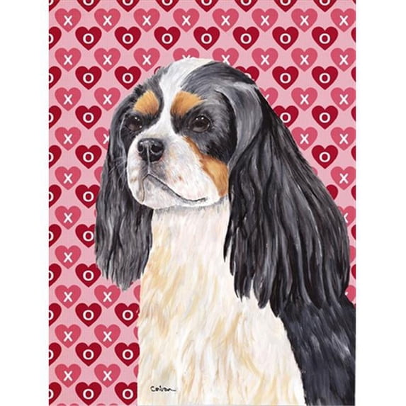 15 x 15 In. Cavalier Spaniel Hearts Love And Valentines Day Portrait Flag, Garden Size