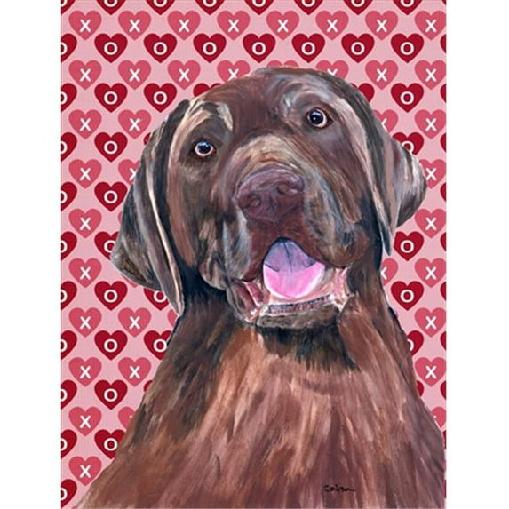 15 x 15 In. Labrador Chocolate Hearts Love Valentines Day Flag, Garden Size