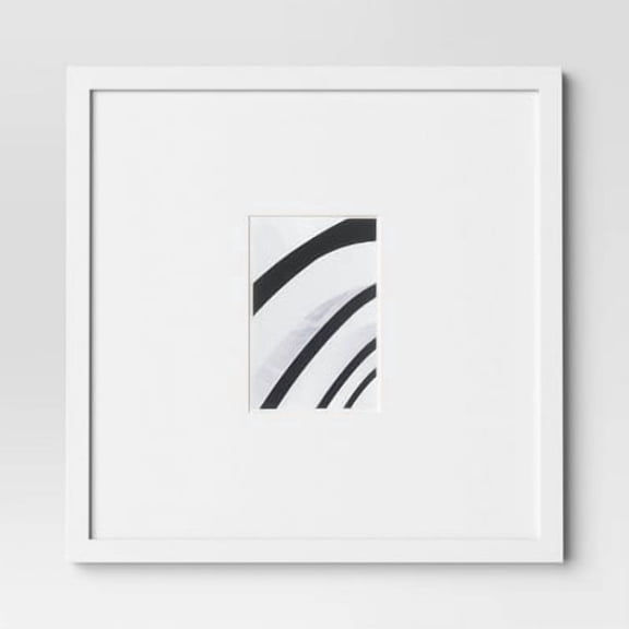 15"x 15" to 4"x 6" Square Wall Frame - Modern MDF, Beveled Mat, Glass Window